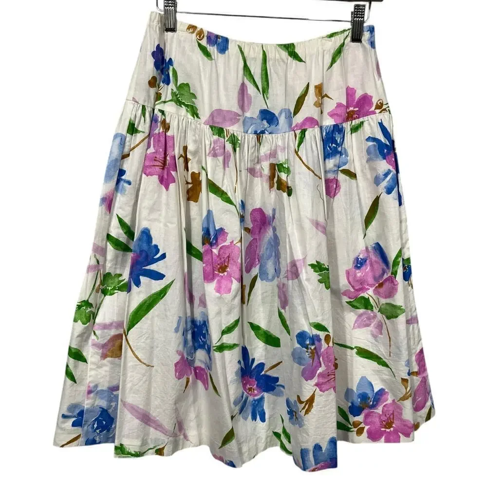Vintage Women’s Watercolor Long Skirt / Size-12P